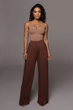 JLUXLABEL JLUXBASIX CHOCOLATE DEVYN WIDE LEG PANTS