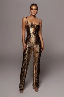 JLUXLABEL GOLD VONA SNAKEPRINT PANTS BACK IN