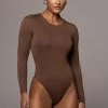 JLUXLABEL CHOCOLATE YARA EVERYDAY SOLID BODYSUIT TOPS