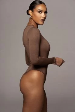 JLUXLABEL CHOCOLATE YARA EVERYDAY SOLID BODYSUIT TOPS