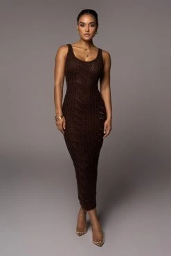 JLUXLABEL CHOCOLATE AMERI SWEATER CABLE DRESS