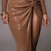JLUXLABEL TAN LORIELLA SLIT SKIRT
