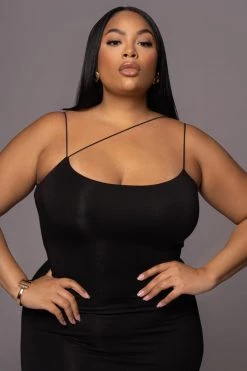 JLUXLABEL JLUXBASIX BLACK RORY DIAGONAL STRAP DRESS