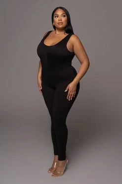 JLUXLABEL NEW ARRIVALS BLACK ALO DOUBLE LAYER JUMPSUIT