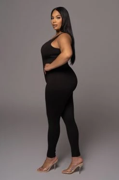 JLUXLABEL NEW ARRIVALS BLACK ALO DOUBLE LAYER JUMPSUIT