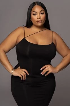 JLUXLABEL JLUXBASIX BLACK RORY DIAGONAL STRAP DRESS