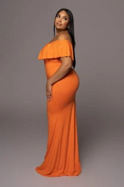JLUXLABEL TANGERINE ESTELLE RUFFLED MAXI DRESS