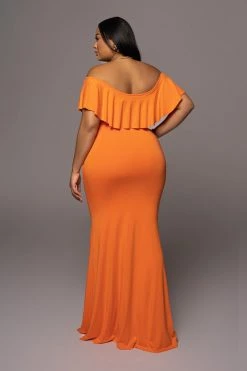 JLUXLABEL TANGERINE ESTELLE RUFFLED MAXI DRESS