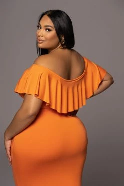 JLUXLABEL TANGERINE ESTELLE RUFFLED MAXI DRESS