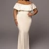 JLUXLABEL NEW ARRIVALS BUTTERCREAM ESTELLE RUFFLED MAXI DRESS