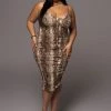 JLUXLABEL NEW ARRIVALS SNAKESKIN SYLVIA DIAGONAL STRAP DRESS