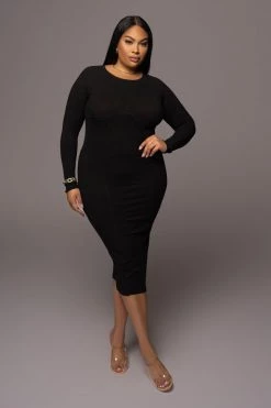 JLUXLABEL BLACK HIGH EXPECTATIONS MIDI DRESS