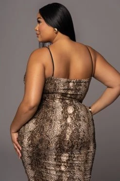 JLUXLABEL NEW ARRIVALS SNAKESKIN SYLVIA DIAGONAL STRAP DRESS