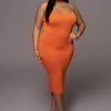 JLUXLABEL NEW ARRIVALS JLUXBASIX TANGERINE RORY DIAGONAL STRAP DRESS