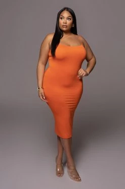 JLUXLABEL NEW ARRIVALS JLUXBASIX TANGERINE RORY DIAGONAL STRAP DRESS