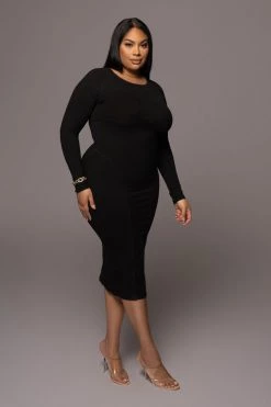 JLUXLABEL BLACK HIGH EXPECTATIONS MIDI DRESS
