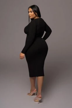 JLUXLABEL BLACK HIGH EXPECTATIONS MIDI DRESS