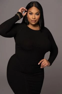 JLUXLABEL BLACK HIGH EXPECTATIONS MIDI DRESS