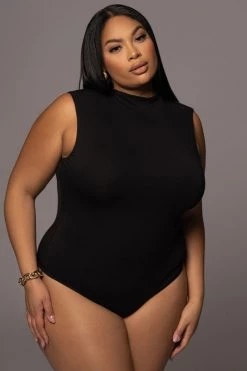 JLUXLABEL JLUXBASIX BLACK CIELA HIGH NECK BODYSUIT NEW ARRIVALS