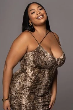 JLUXLABEL NEW ARRIVALS SNAKESKIN SYLVIA DIAGONAL STRAP DRESS