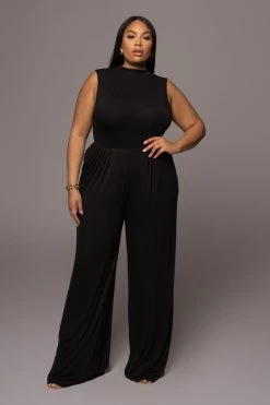 JLUXLABEL JLUXBASIX BLACK DEVYN WIDE LEG PANTS