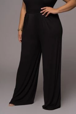 JLUXLABEL JLUXBASIX BLACK DEVYN WIDE LEG PANTS 30 JLUXLABEL JLUXBASIX BLACK DEVYN WIDE LEG PANTS