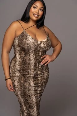 JLUXLABEL NEW ARRIVALS SNAKESKIN SYLVIA DIAGONAL STRAP DRESS