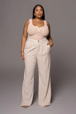 JLUXLABEL IVORY THEA LINEN PANT NEW ARRIVALS