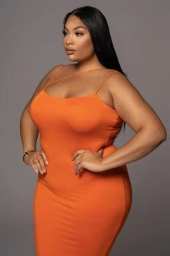 JLUXLABEL NEW ARRIVALS JLUXBASIX TANGERINE RORY DIAGONAL STRAP DRESS