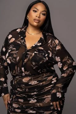 JLUXLABEL BLACK FLORAL DELILAH MESH SKIRT