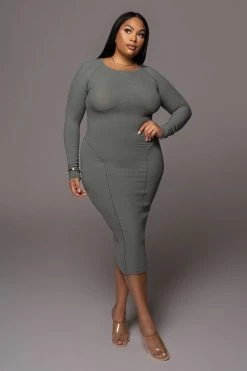 JLUXLABEL DRESSES GREEN HIGH EXPECTATIONS MIDI DRESS