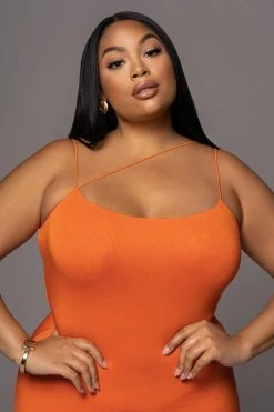 JLUXLABEL NEW ARRIVALS JLUXBASIX TANGERINE RORY DIAGONAL STRAP DRESS