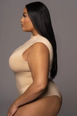 JLUXLABEL JLUXBASIX TAN CIELA HIGH NECK BODYSUIT NEW ARRIVALS