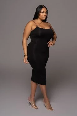 JLUXLABEL JLUXBASIX BLACK RORY DIAGONAL STRAP DRESS