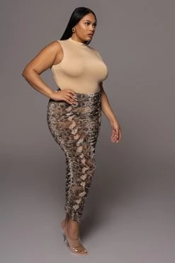 JLUXLABEL JLUXBASIX TAN CIELA HIGH NECK BODYSUIT NEW ARRIVALS