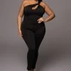 JLUXLABEL BLACK AMIRAH KEYHOLE JUMPSUIT