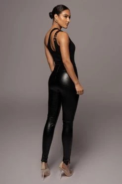 JLUXLABEL SALE NOIR MALENE CROC HIGH WAISTED PANTS