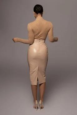JLUXLABEL BEIGE DELISA CROC SKIRT SALE