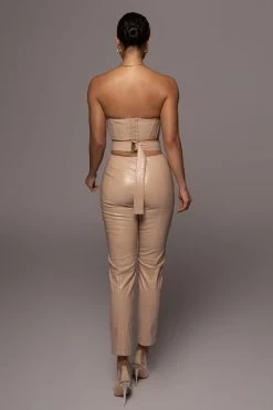 JLUXLABEL BEIGE BRISTOL CROC PANTS SALE
