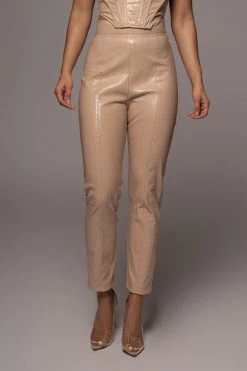 JLUXLABEL BEIGE BRISTOL CROC PANTS SALE