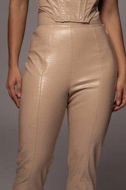 JLUXLABEL BEIGE BRISTOL CROC PANTS SALE