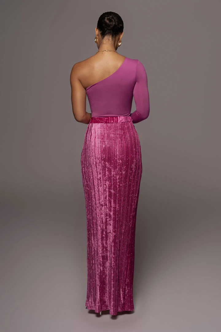 JLUXLABEL BOTTOMS FUCHSIA KRISANA VELVET HIGH SLIT SKIRT 18 JLUXLABEL BOTTOMS FUCHSIA KRISANA VELVET HIGH SLIT SKIRT
