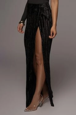 JLUXLABEL BLACK KRISANA VELVET HIGH SLIT SKIRT BOTTOMS 21 JLUXLABEL BLACK KRISANA VELVET HIGH SLIT SKIRT BOTTOMS