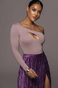 JLUXLABEL BOTTOMS PURPLE KRISANA VELVET HIGH SLIT SKIRT