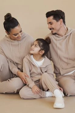 JLUXLABEL BEIGE MILAN KIDS WAFFLE HOODIE SALE