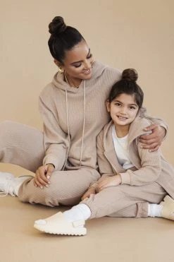 JLUXLABEL BEIGE MILAN KIDS WAFFLE HOODIE SALE