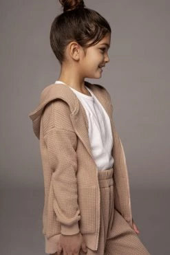 JLUXLABEL BEIGE MEMPHIS KIDS WAFFLE JOGGERS