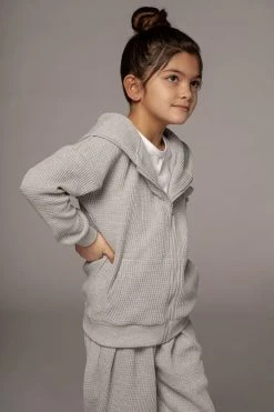 JLUXLABEL GREY MEMPHIS KIDS WAFFLE JOGGERS