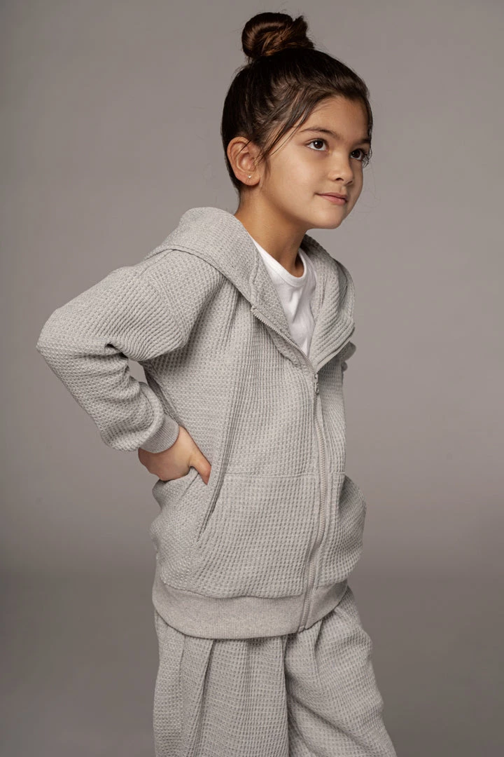 JLUXLABEL GREY MILAN KIDS WAFFLE HOODIE SALE 4 JLUXLABEL GREY MILAN KIDS WAFFLE HOODIE SALE
