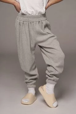 JLUXLABEL GREY MEMPHIS KIDS WAFFLE JOGGERS